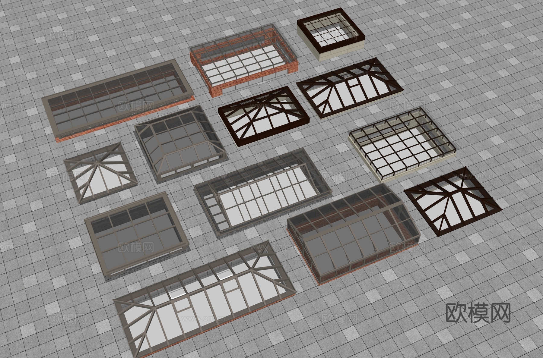 现代采光井 城市通风井 小区采光井 通风天井su模型