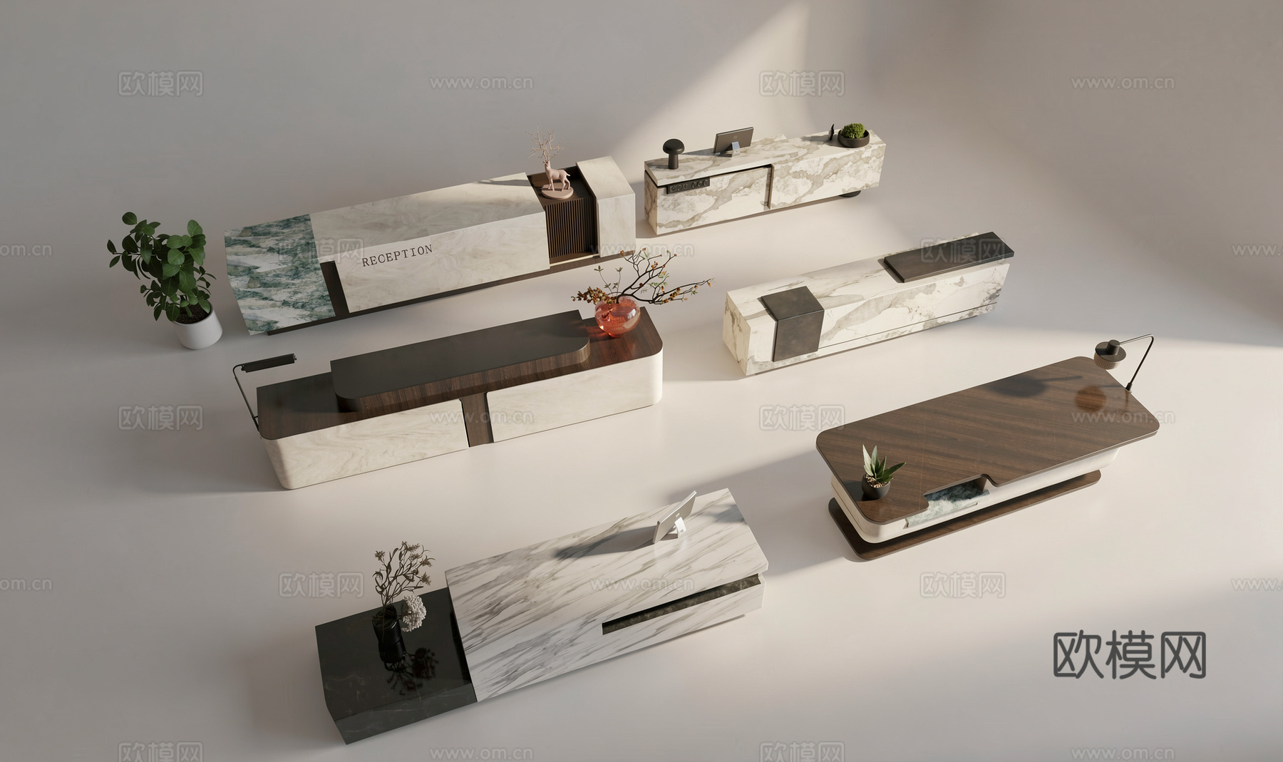 现代前台 现代前台 服务台 接待台su模型