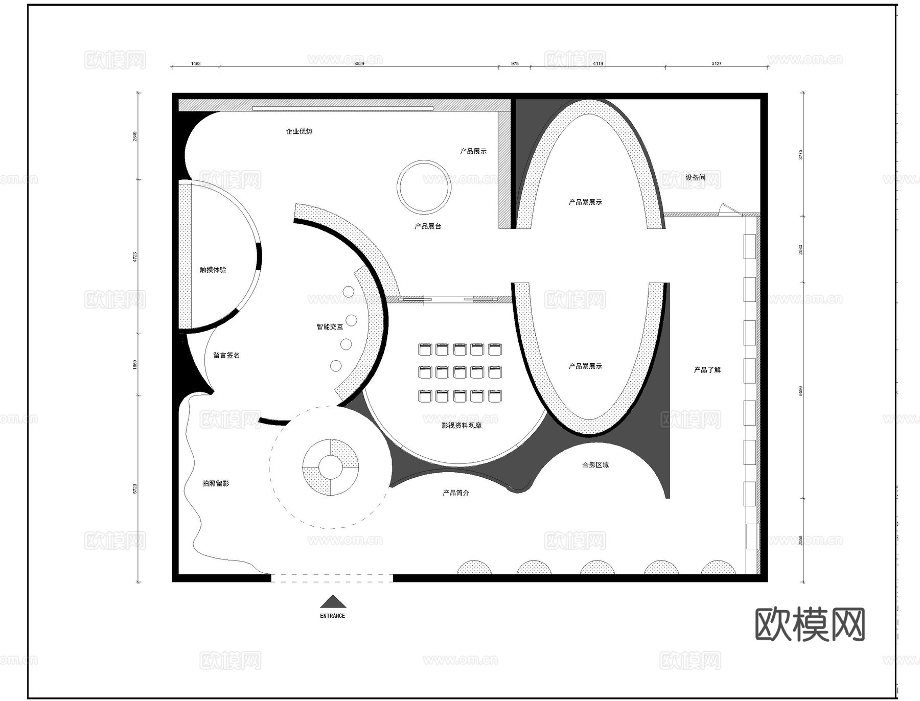 展馆展厅平面图15套cad施工图