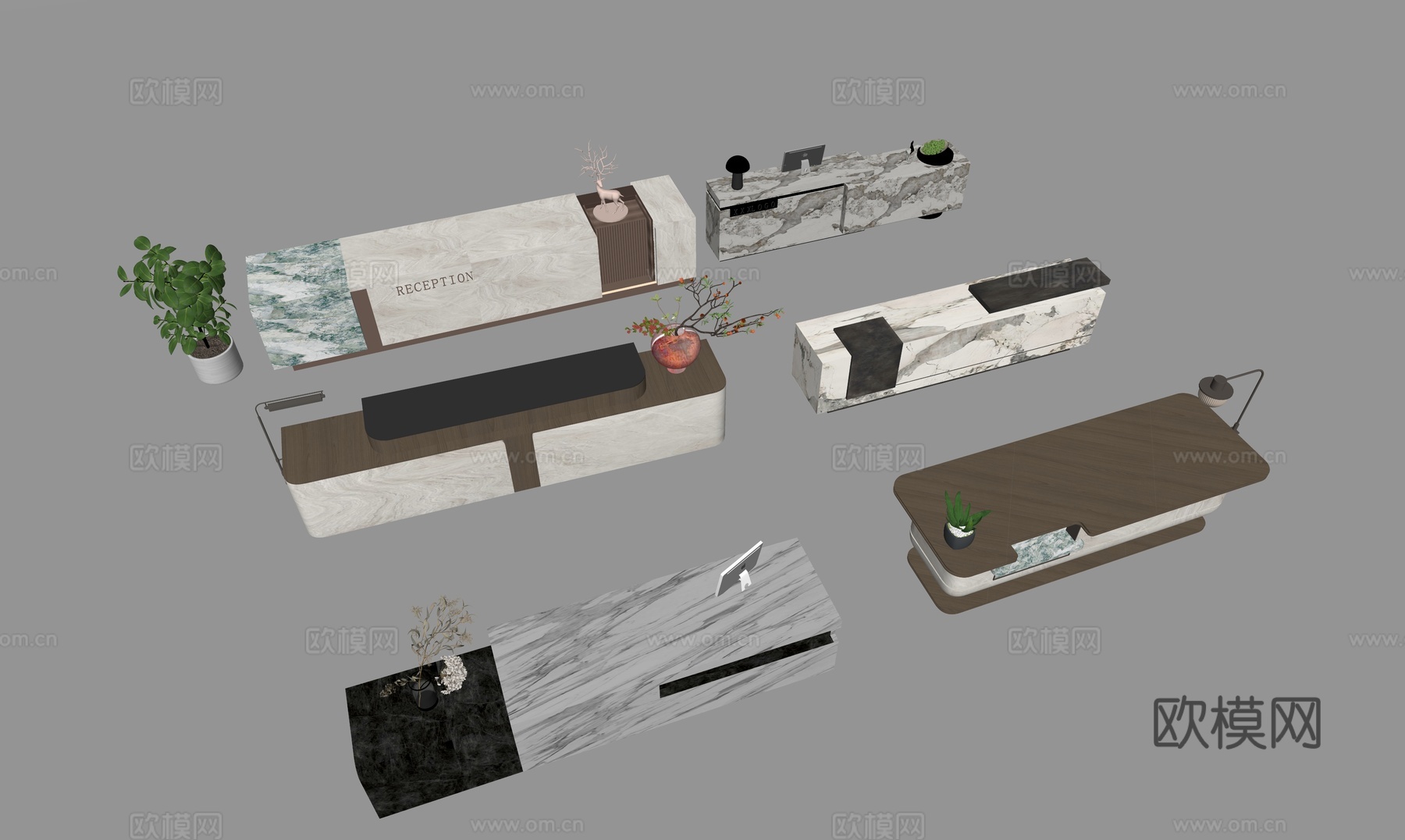 现代前台 现代前台 服务台 接待台su模型
