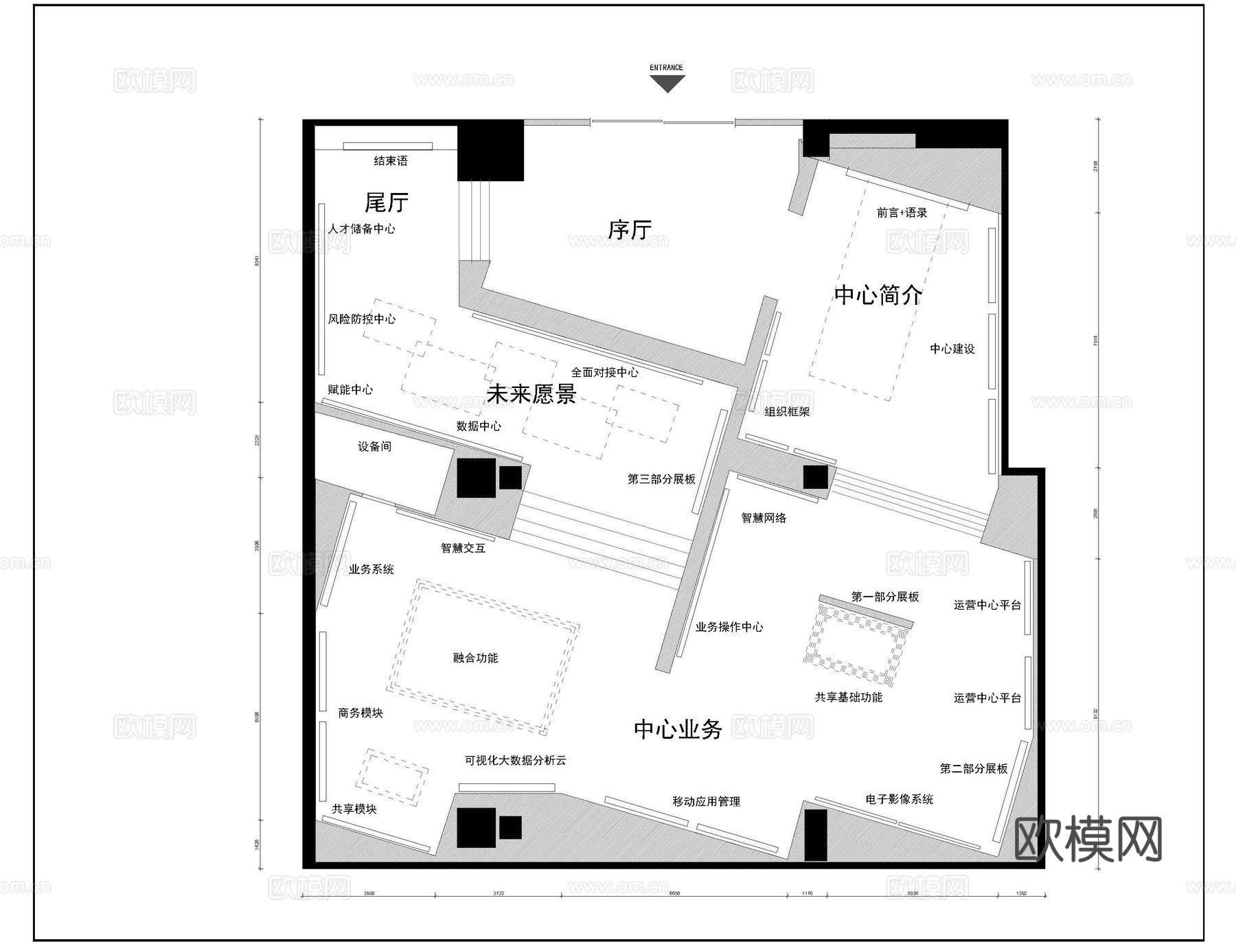 展馆展厅平面图15套cad施工图