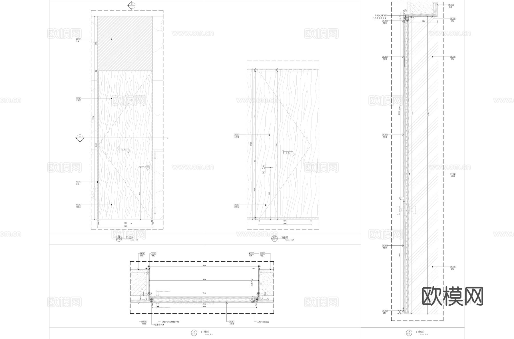 木门节点cad施工图