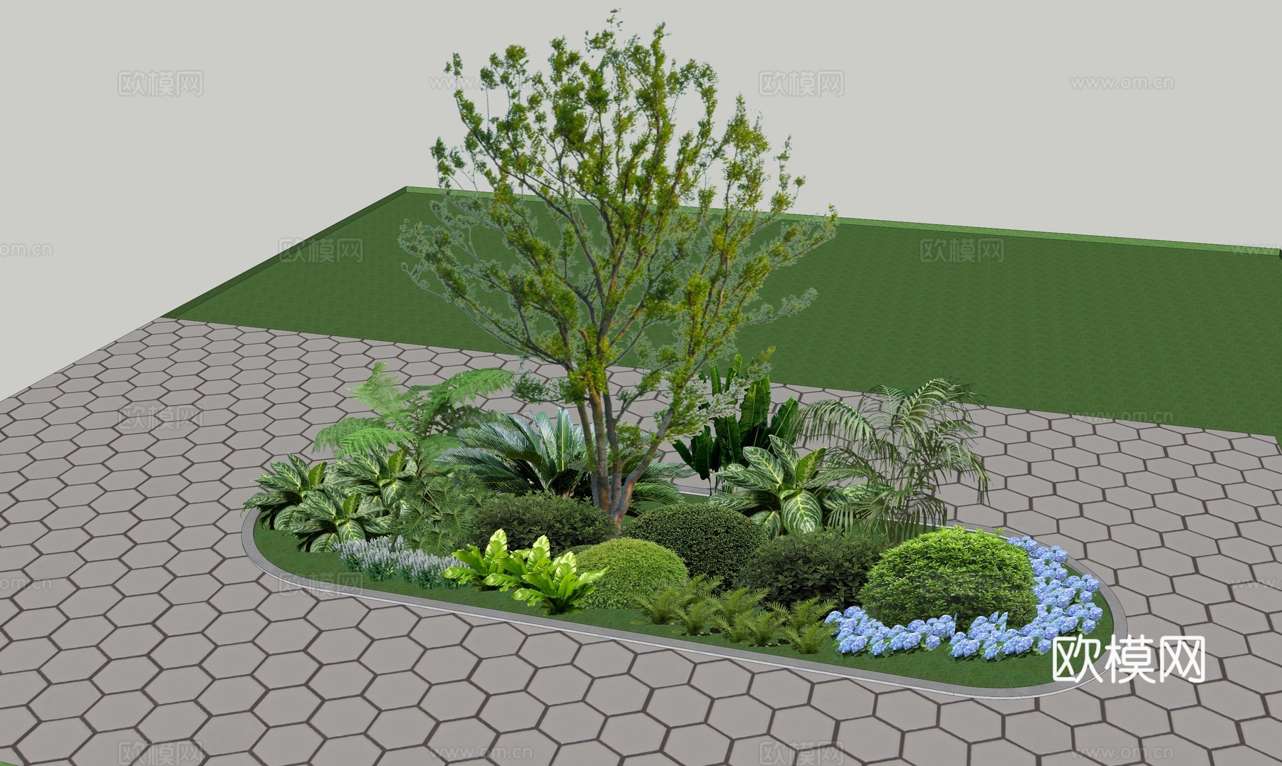 植物组团_乔木灌木组团_花境植物su模型