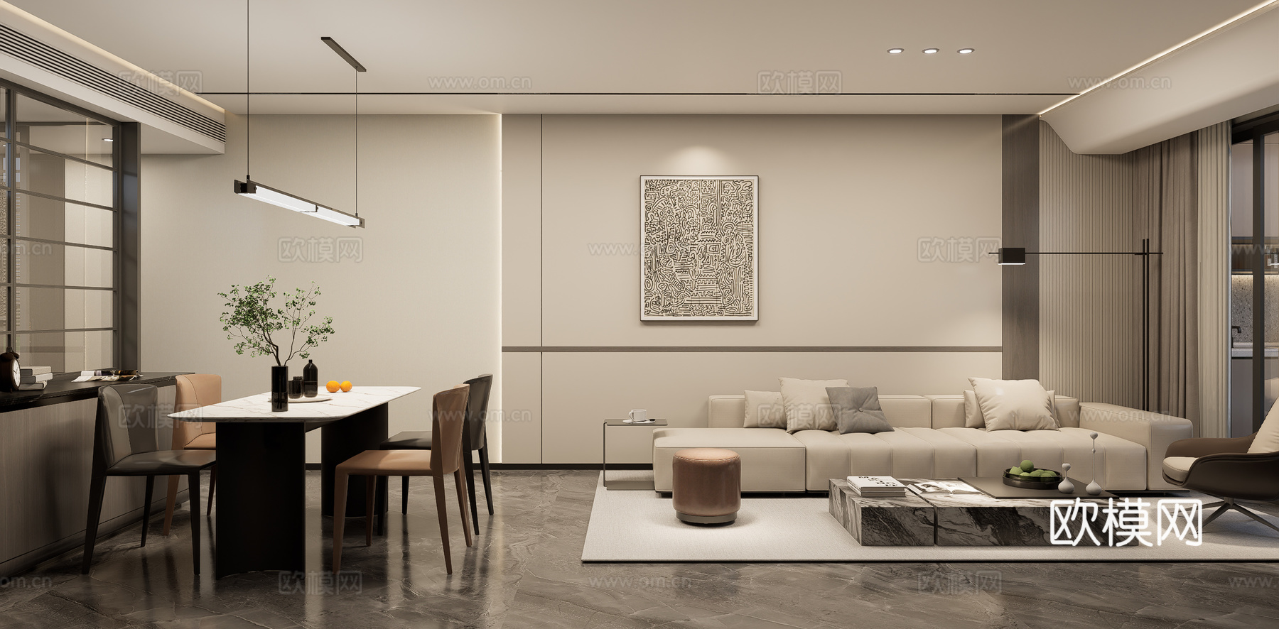 现代客餐厅su模型