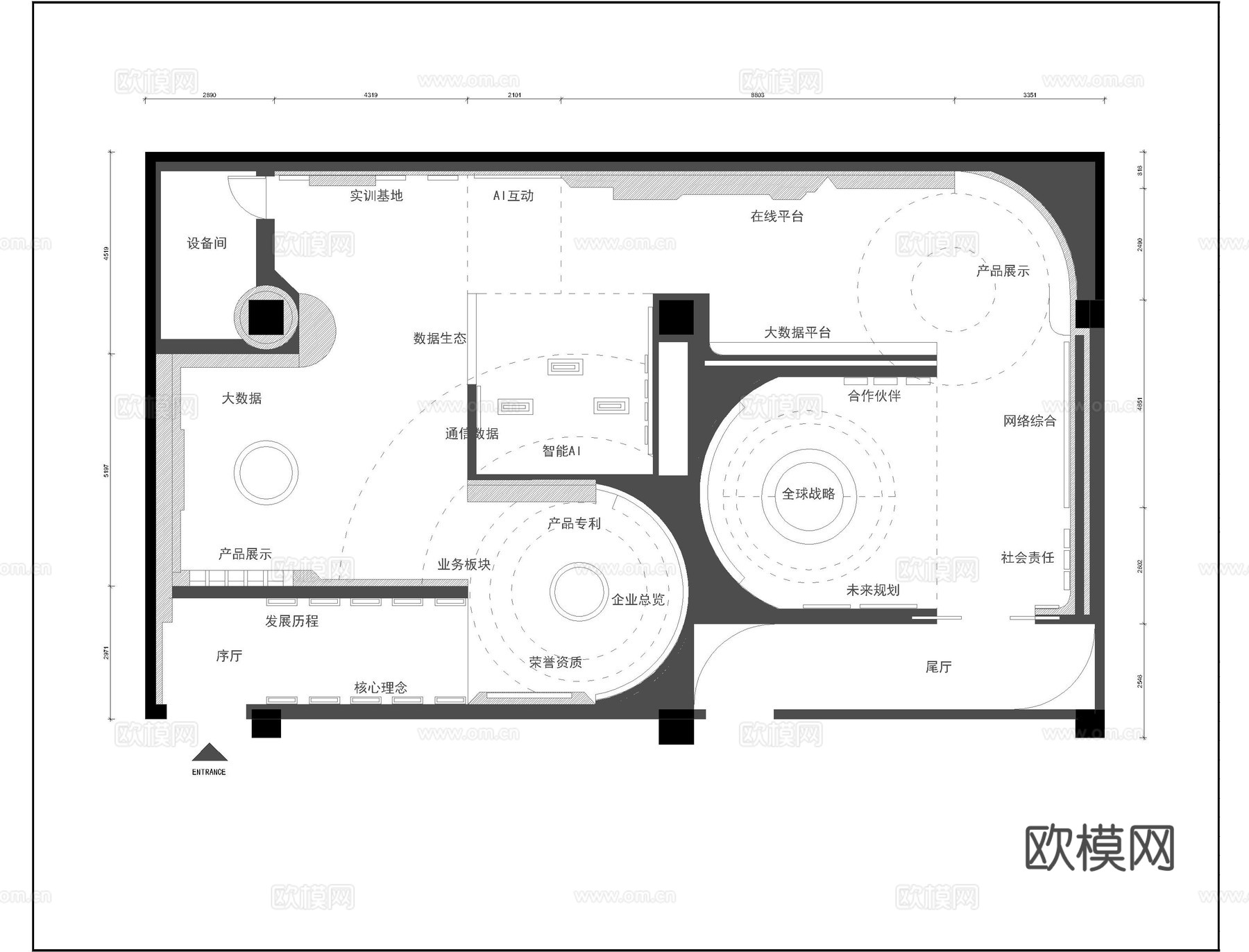展馆展厅平面图15套cad施工图