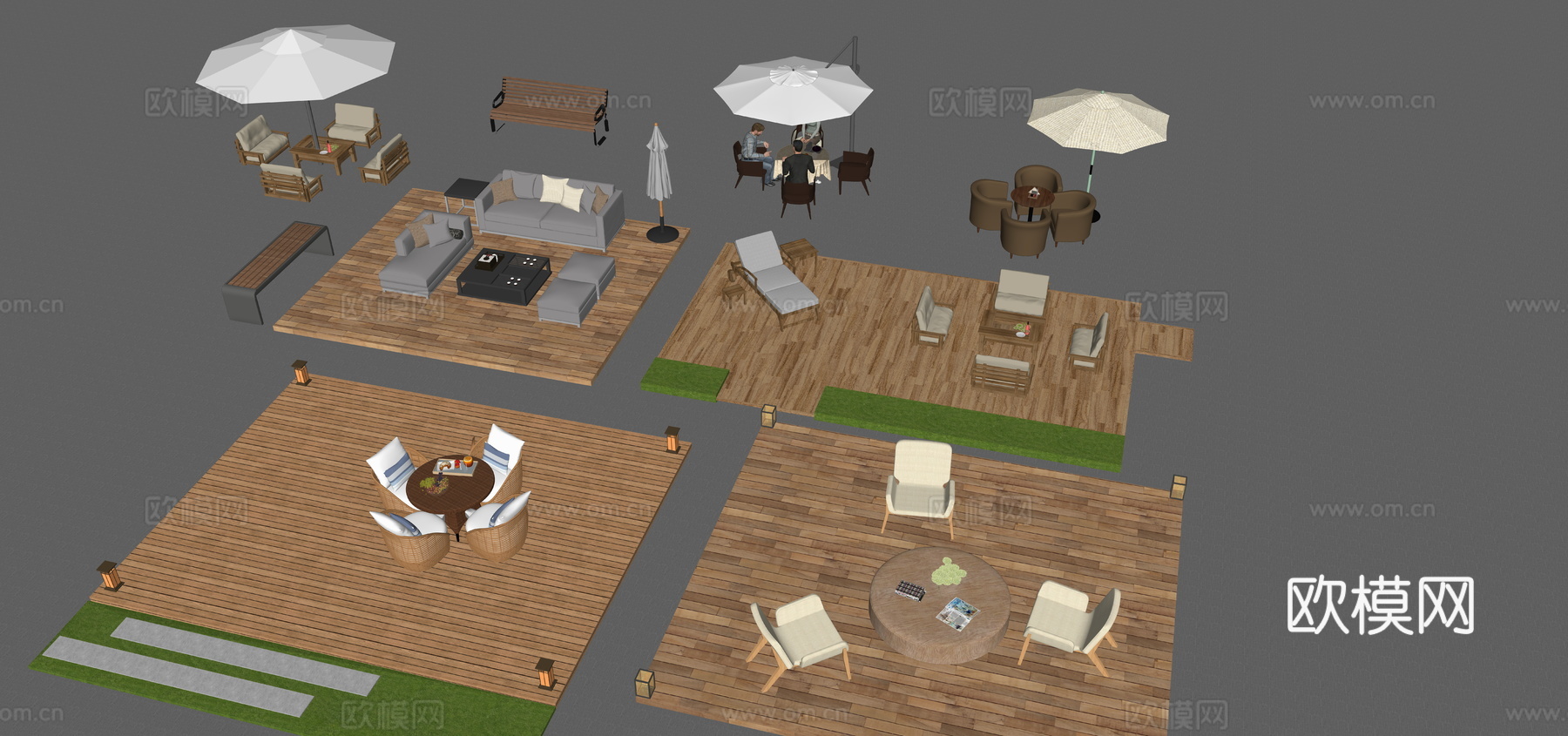 现代户外沙发  户外座椅su模型