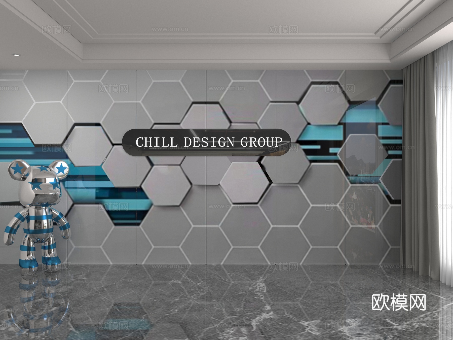 现代背景墙3d模型