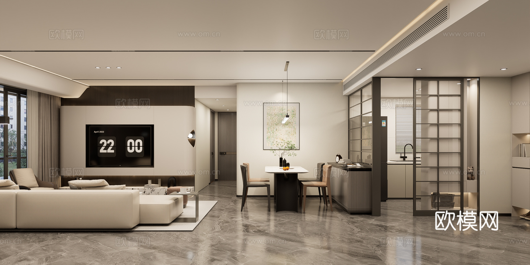 现代客餐厅su模型