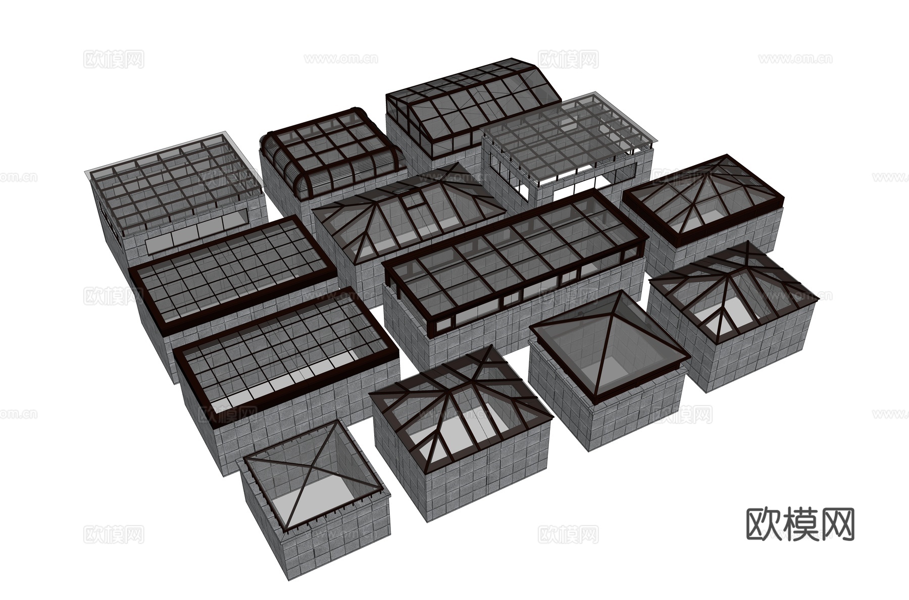 现代采光井 城市通风井 小区采光井 通风天井su模型