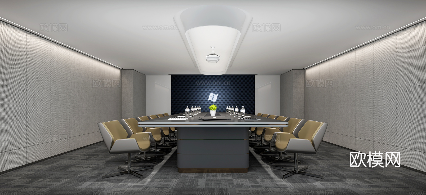现代会议室 大会议室3d模型