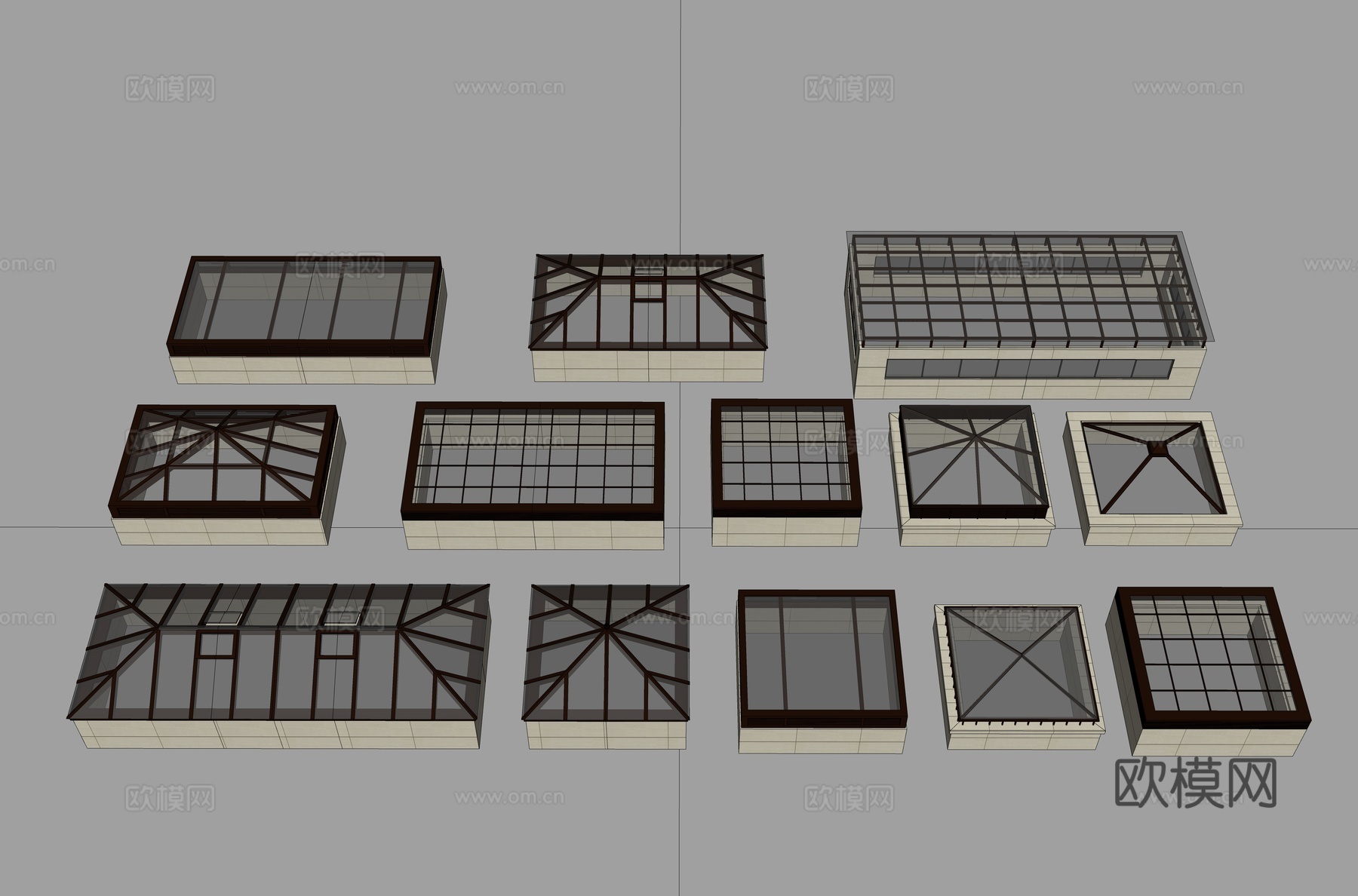 现代采光井 城市通风井 小区采光井 通风天井su模型