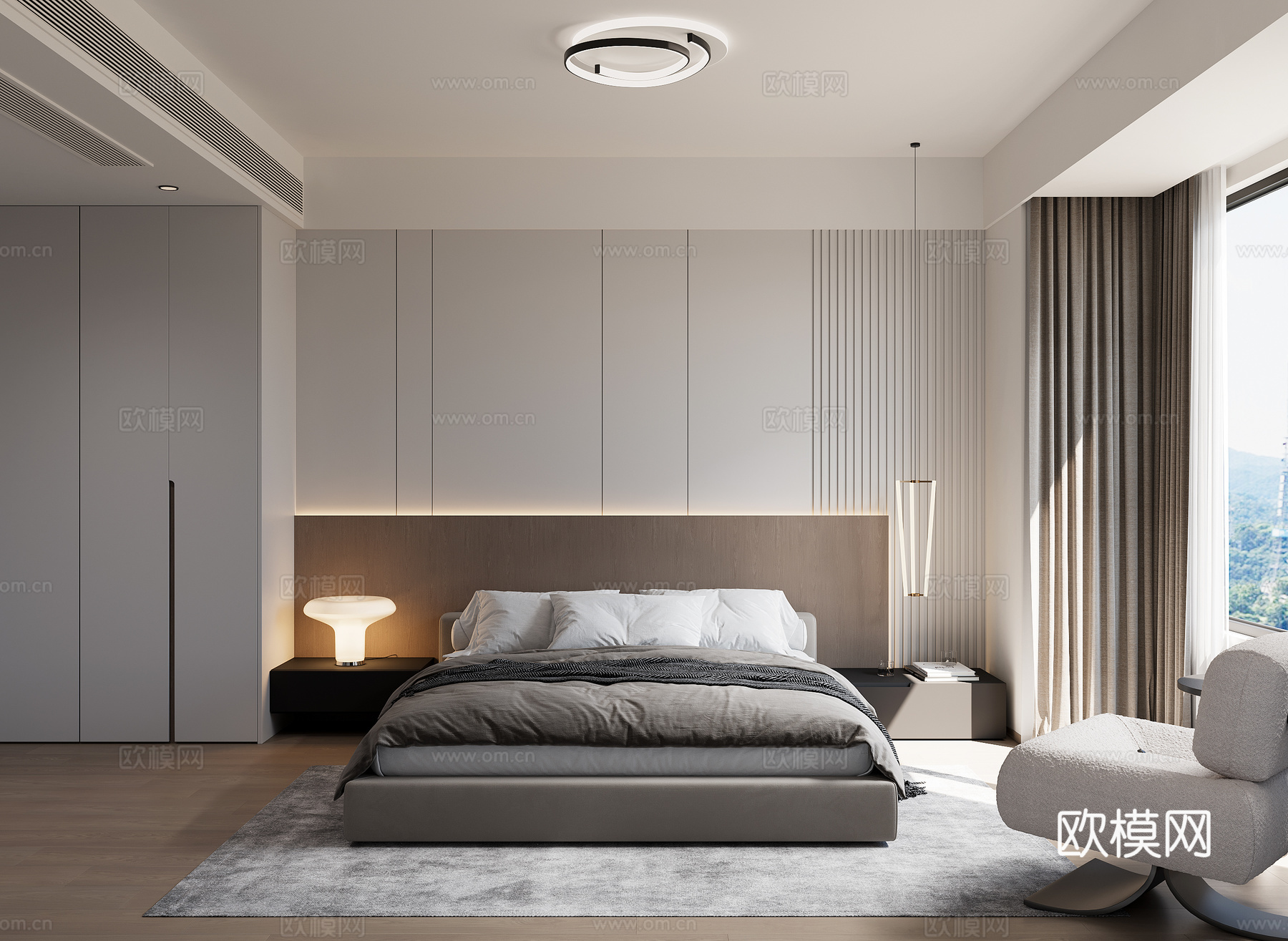意式极简卧室su模型