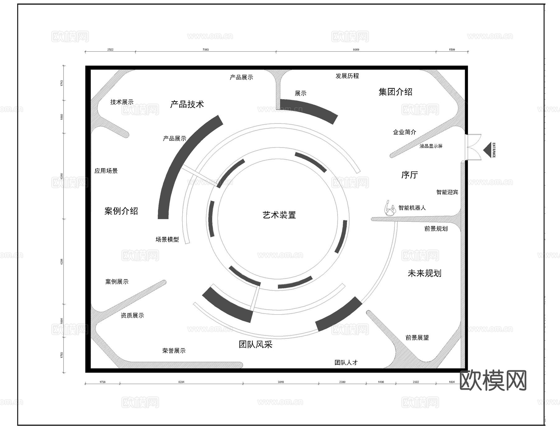 展馆展厅平面图15套cad施工图
