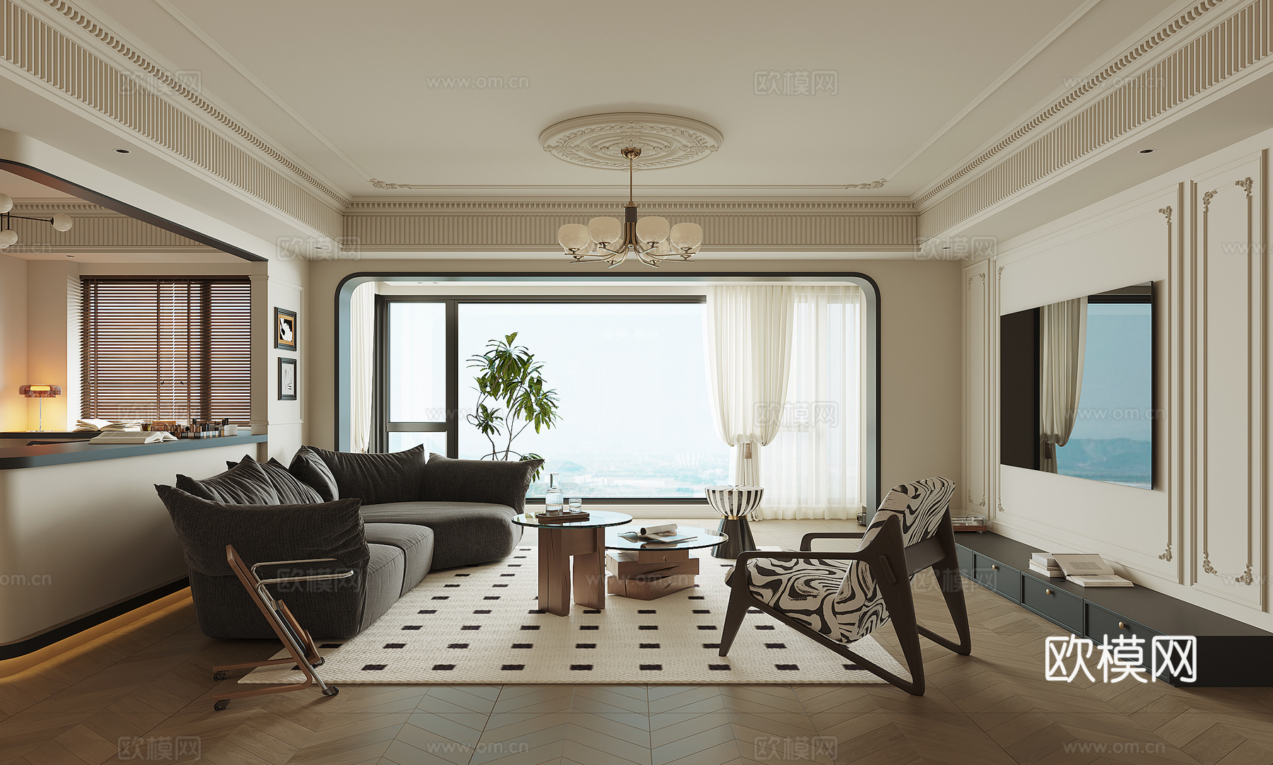 现代法式客厅su模型