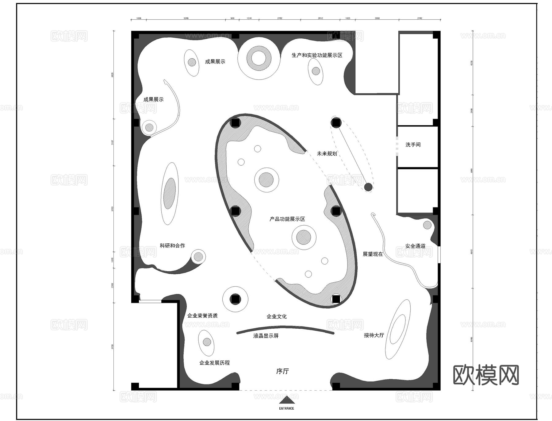 展馆展厅平面图15套cad施工图