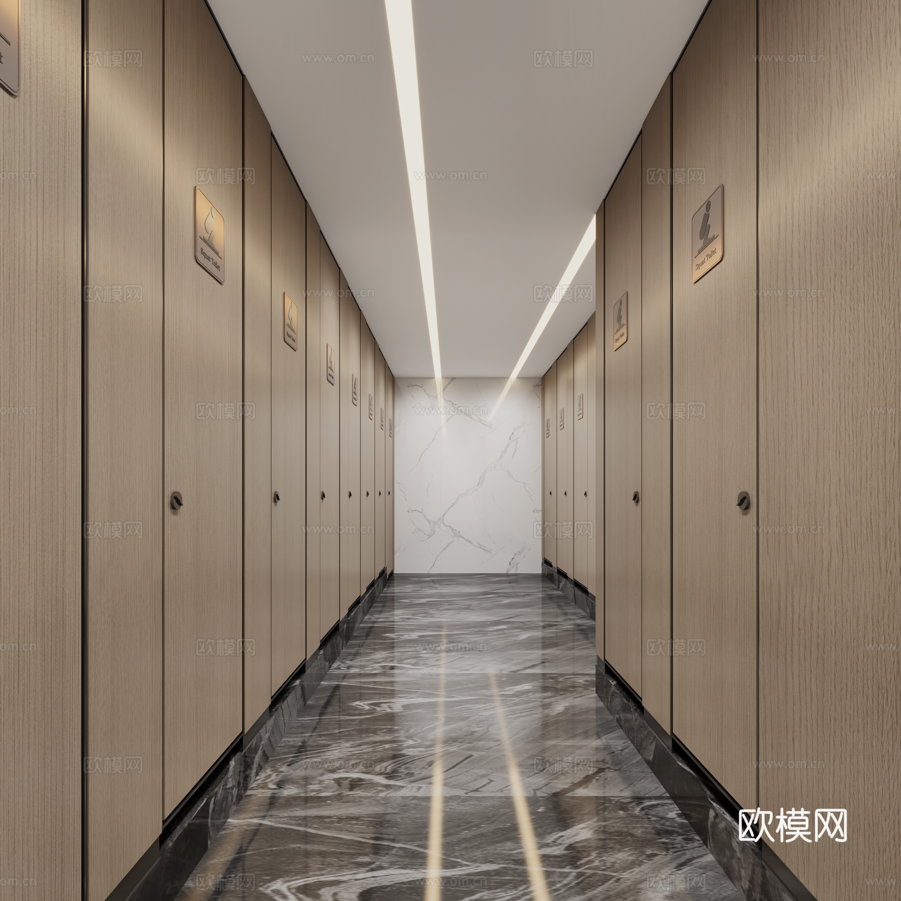 酒店卫生间 酒店洗手间 水波纹板吊顶 男卫 女卫3d模型下载（渲染图2）