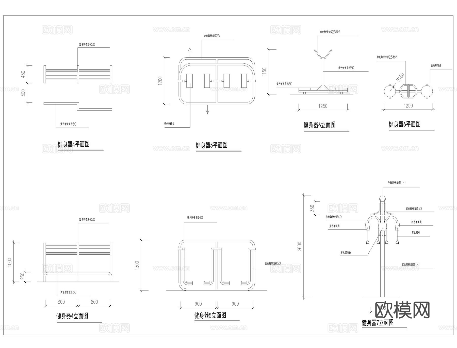 户外器材健身CAD图库cad施工图