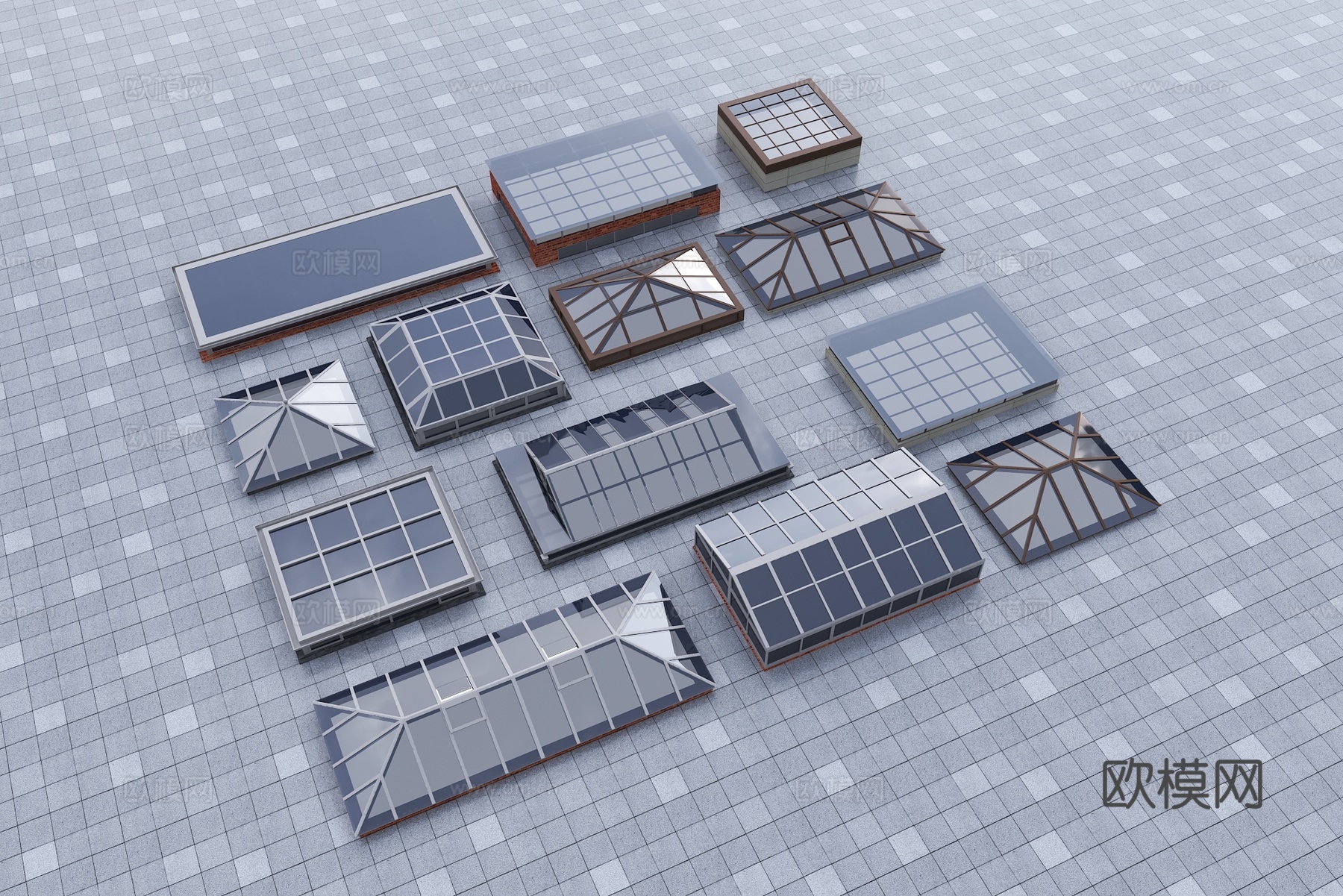 现代采光井 城市通风井 小区采光井 通风天井su模型