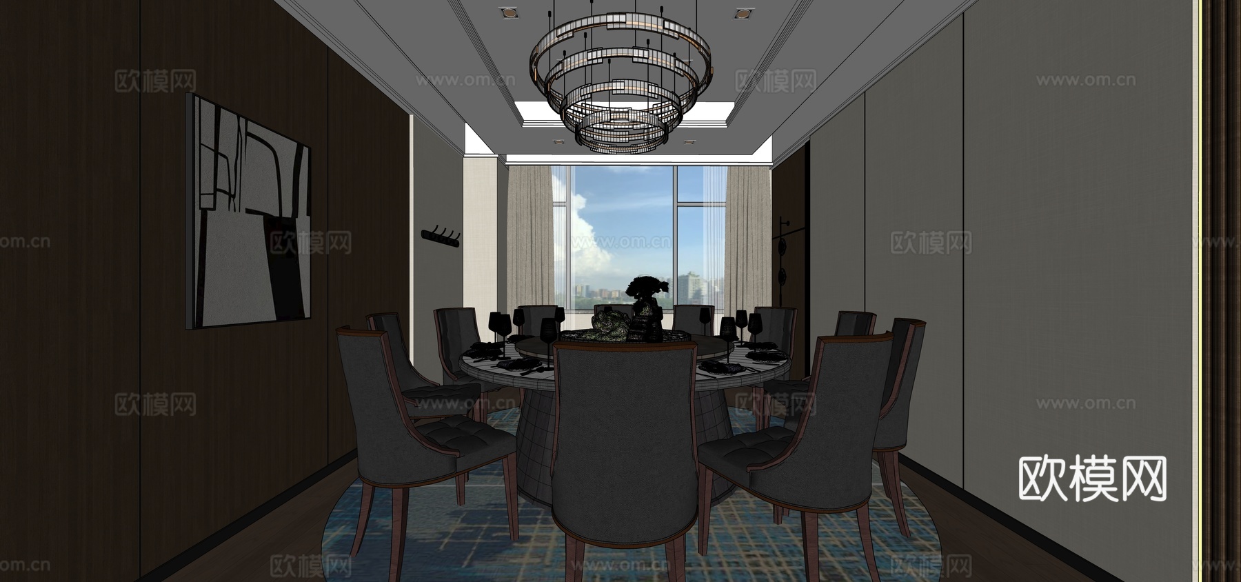 现代餐厅包厢su模型