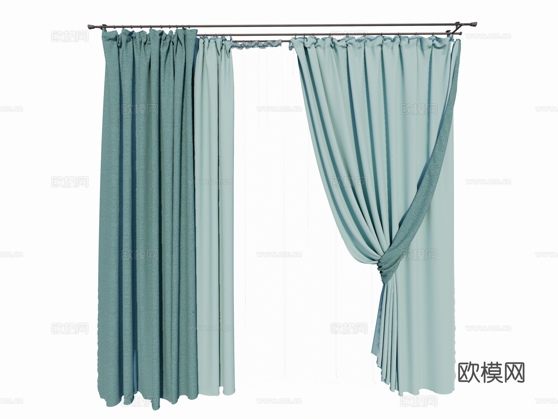 现代卧室 书房 客厅 酒店窗帘 纱帘 卷帘su模型