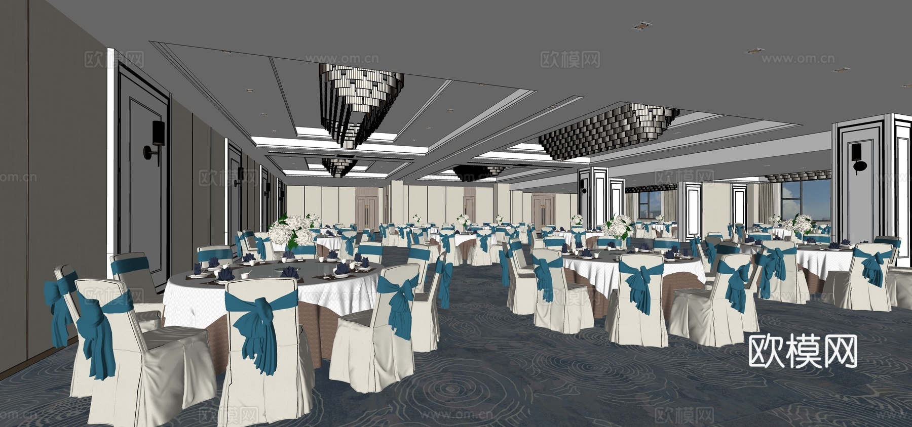 现代酒店宴会厅su模型
