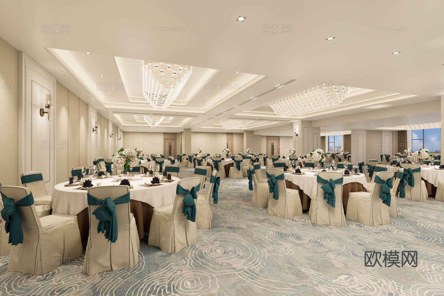 现代酒店宴会厅su模型