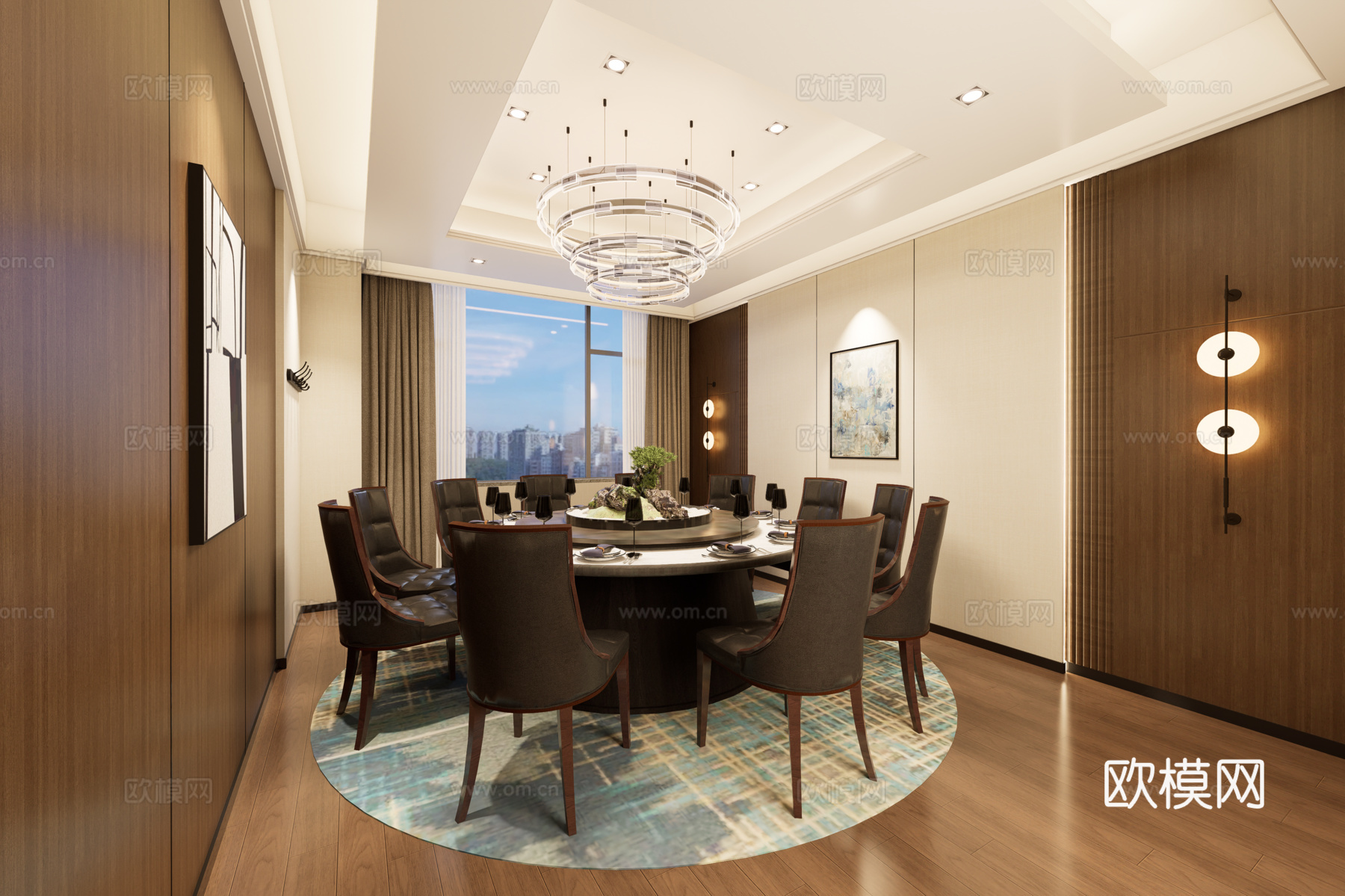 现代餐厅包厢su模型