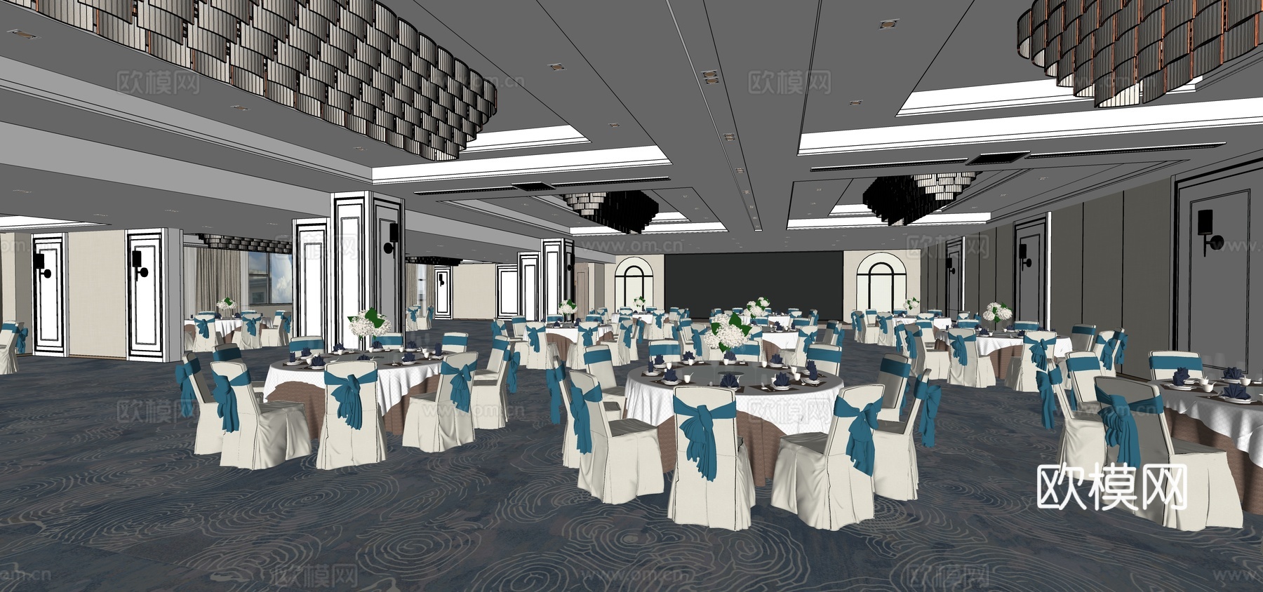 现代酒店宴会厅su模型
