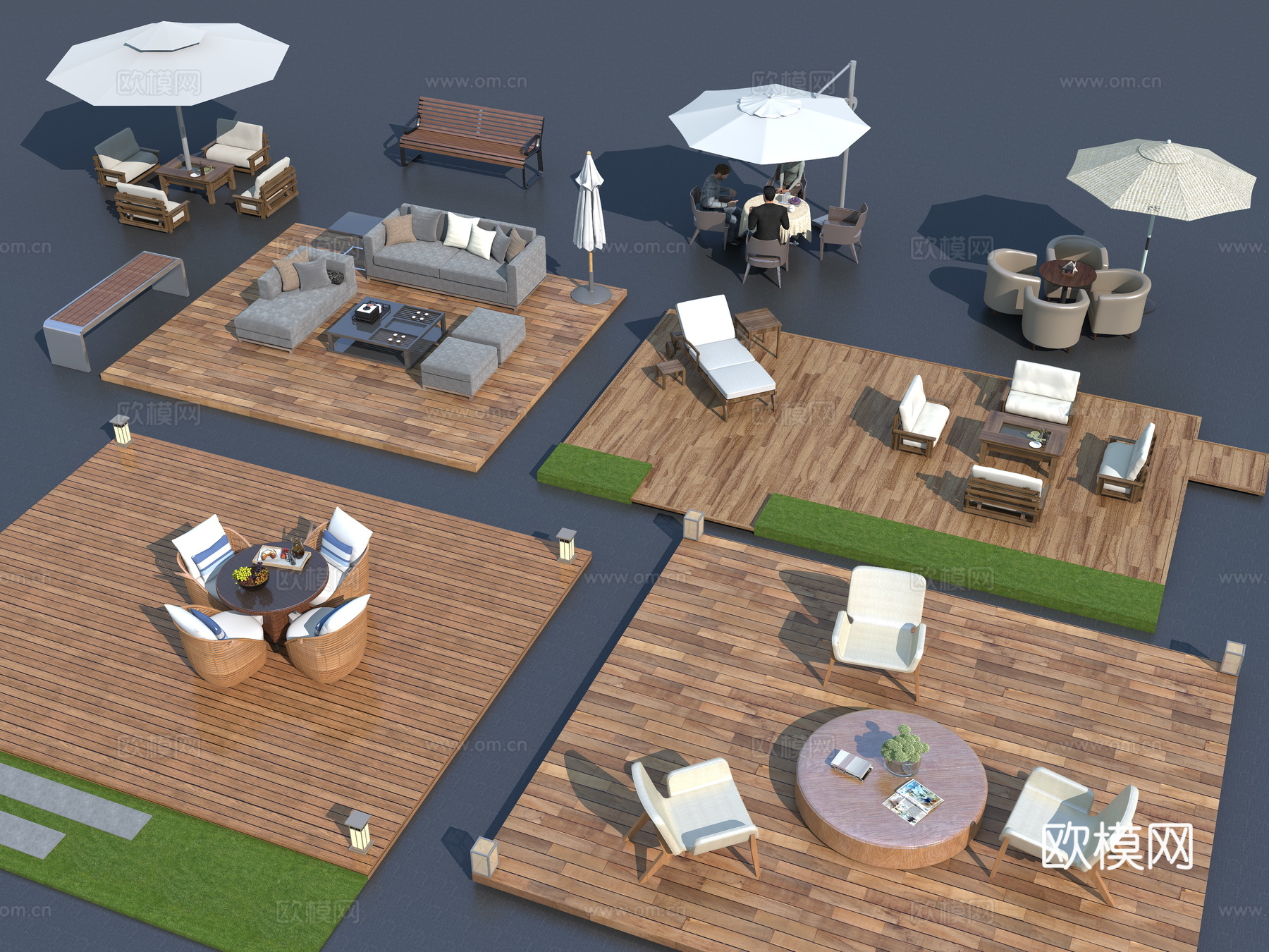 现代户外沙发  户外座椅su模型