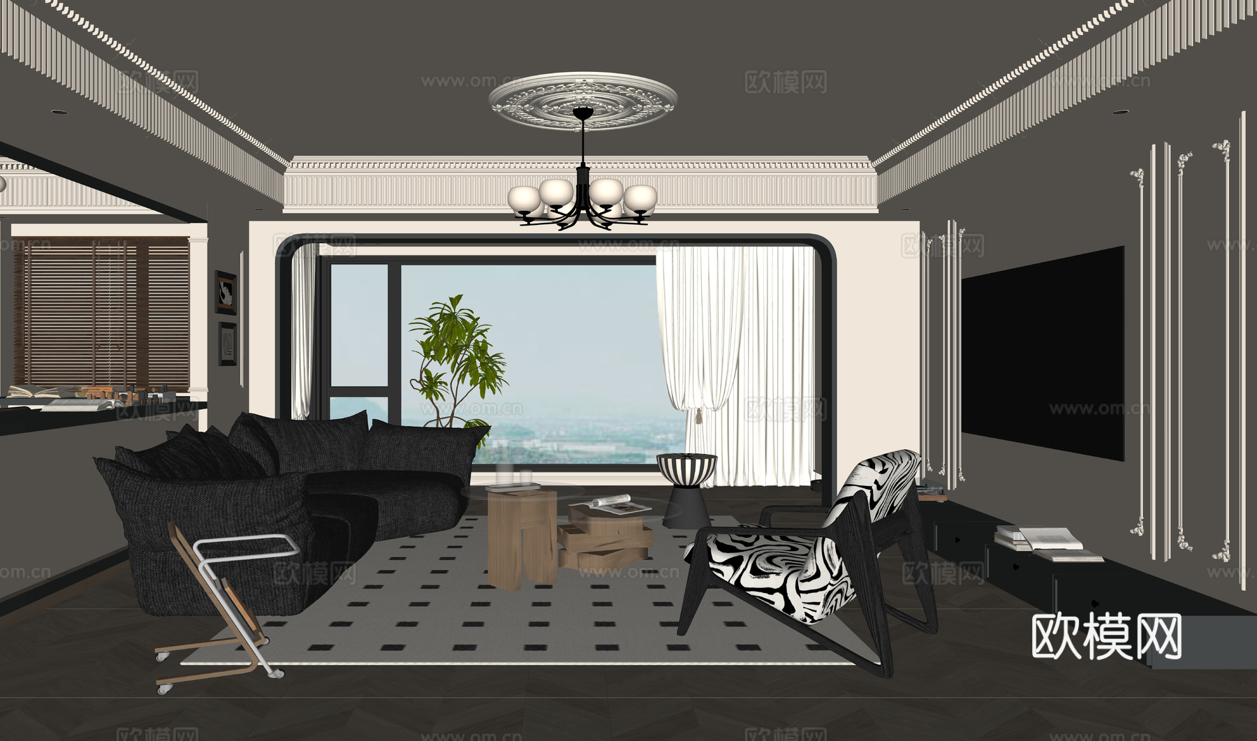 现代法式客厅su模型