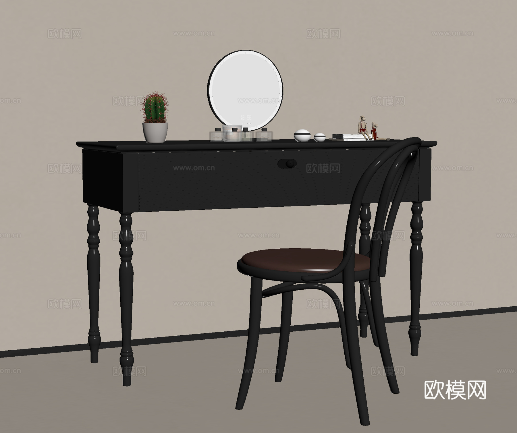 法式复古梳妆台su模型