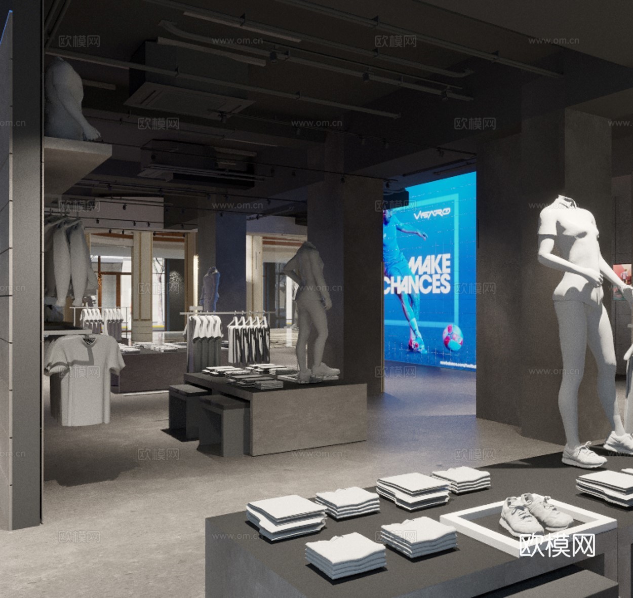 运动男装女装服装店 最新全套 效果图 施工图设计cad施工图