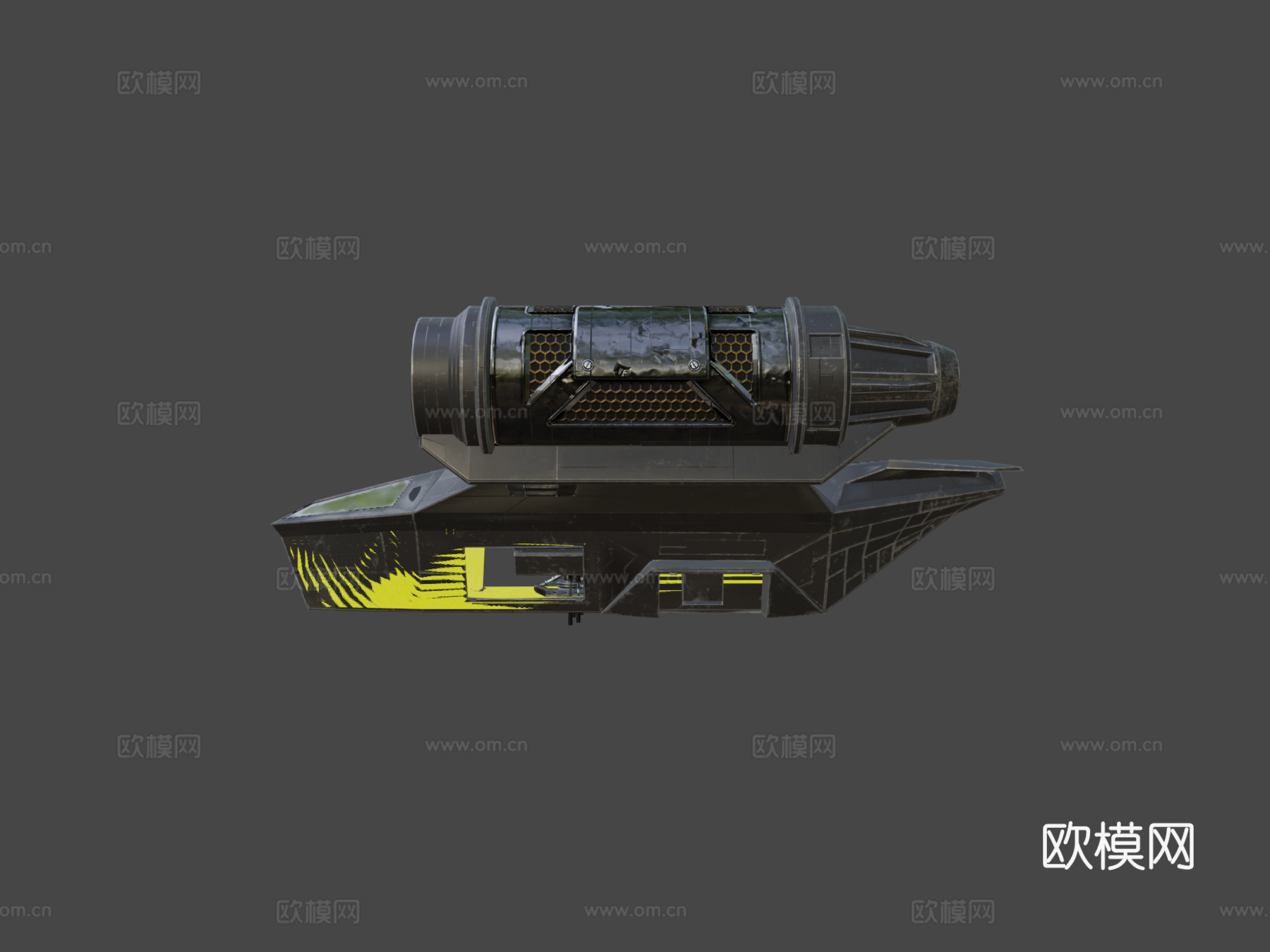 太空船-炮艇带驾驶舱和动画3d模型下载（渲染图6）
