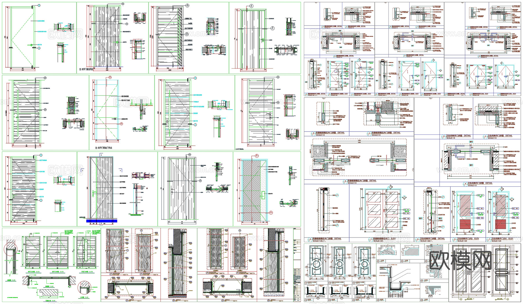 平开门详图房门推门剖面做法工艺详图节点CAD素材图库cad施工图