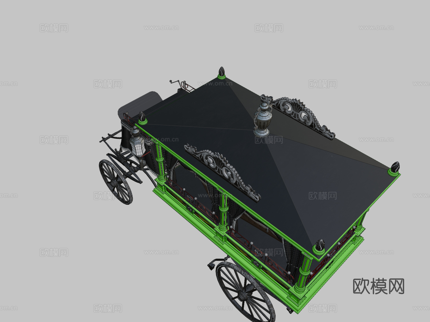 灵柩马车3d模型下载（渲染图2）