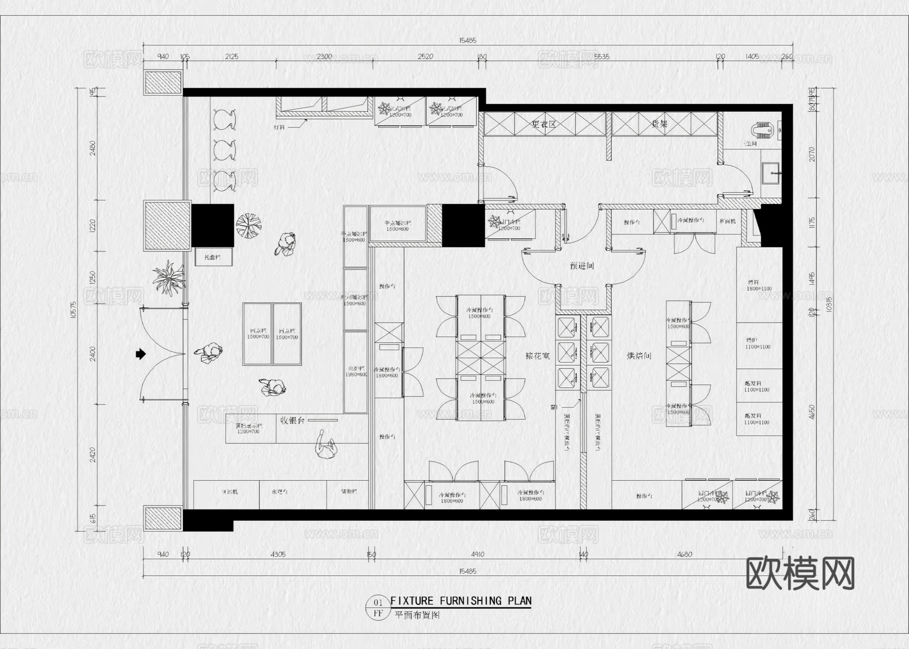 32套蛋糕店面包店烘焙店CAD图纸cad施工图