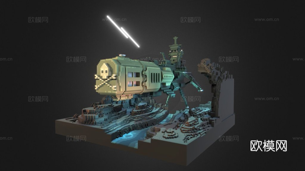 阿卡迪亚宇宙飞船3d模型下载（渲染图1）