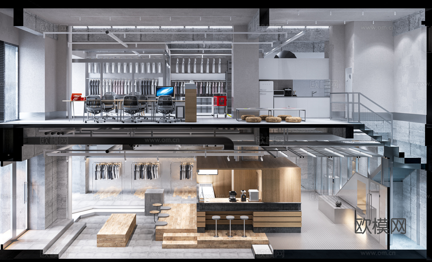 潮牌男装女装服装店 最新全套 效果图 施工图设计cad施工图