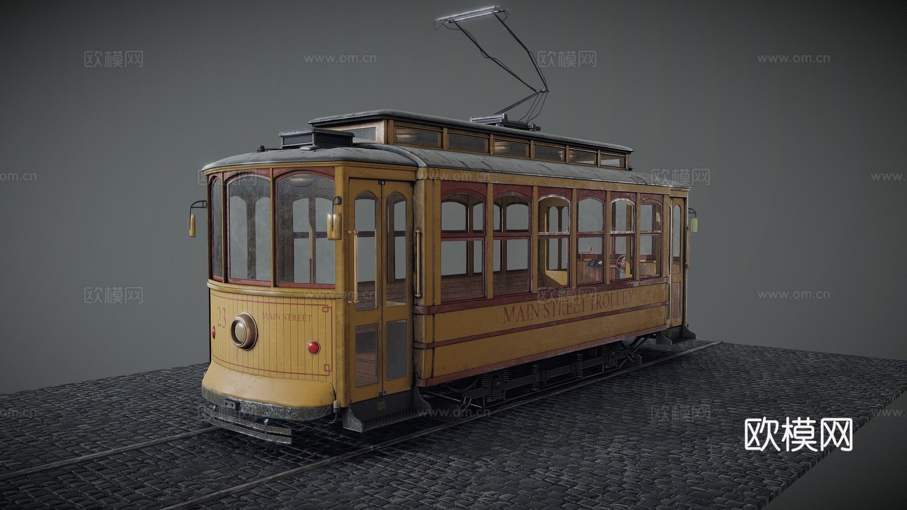 老式有轨电车3d模型下载（渲染图1）