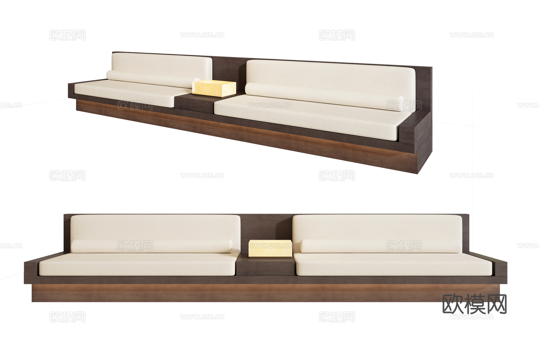 新中式卡座沙发 休闲沙发 多人沙发 台灯su模型