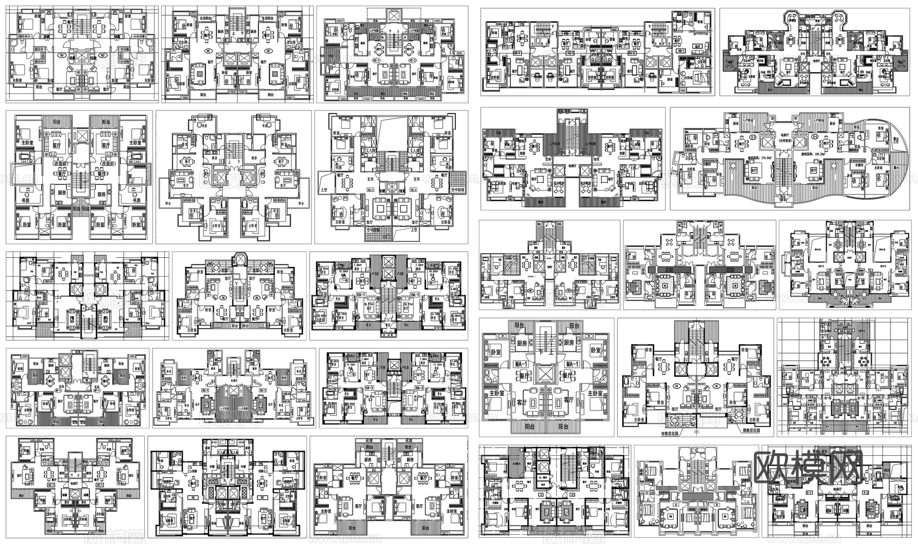 户型优化家装户型图室内设计平面布置家具布局图方案CAD素材图cad施工图