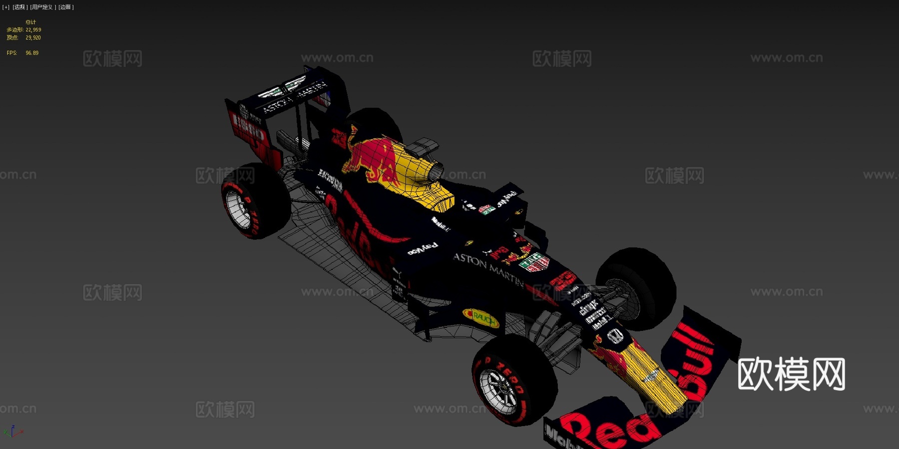 红牛赛车（但带分离轮胎）3d模型下载（渲染图4）