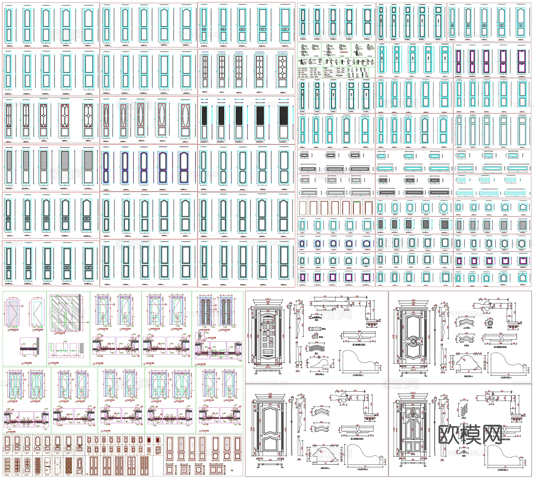 实木门结构门板抽面剖面做法工艺详图节点CAD素材图库cad施工图