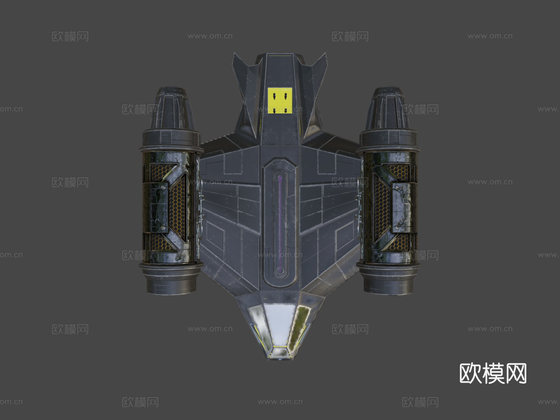 太空船-炮艇带驾驶舱和动画3d模型下载（渲染图8）