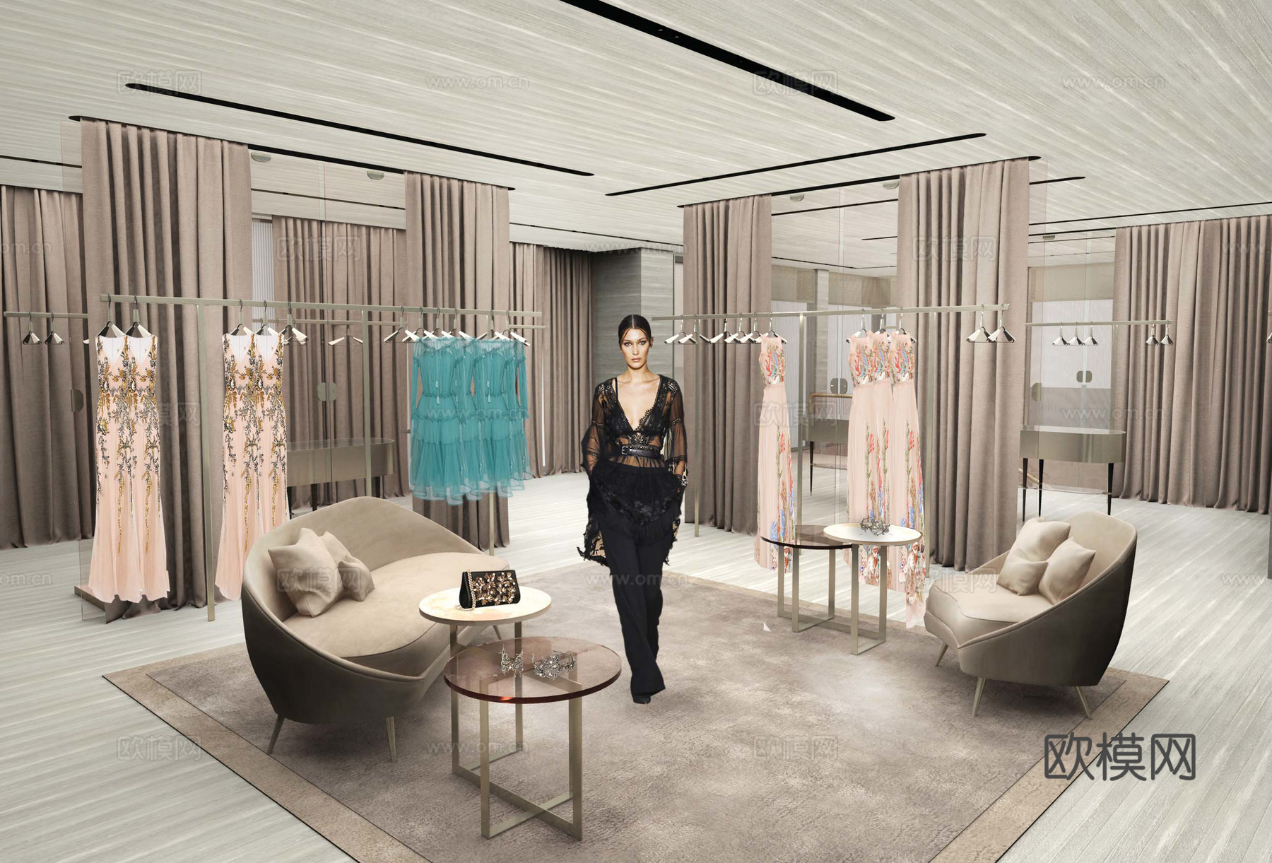 高档男装女装服装店 最新全套 效果图 施工图设计cad施工图