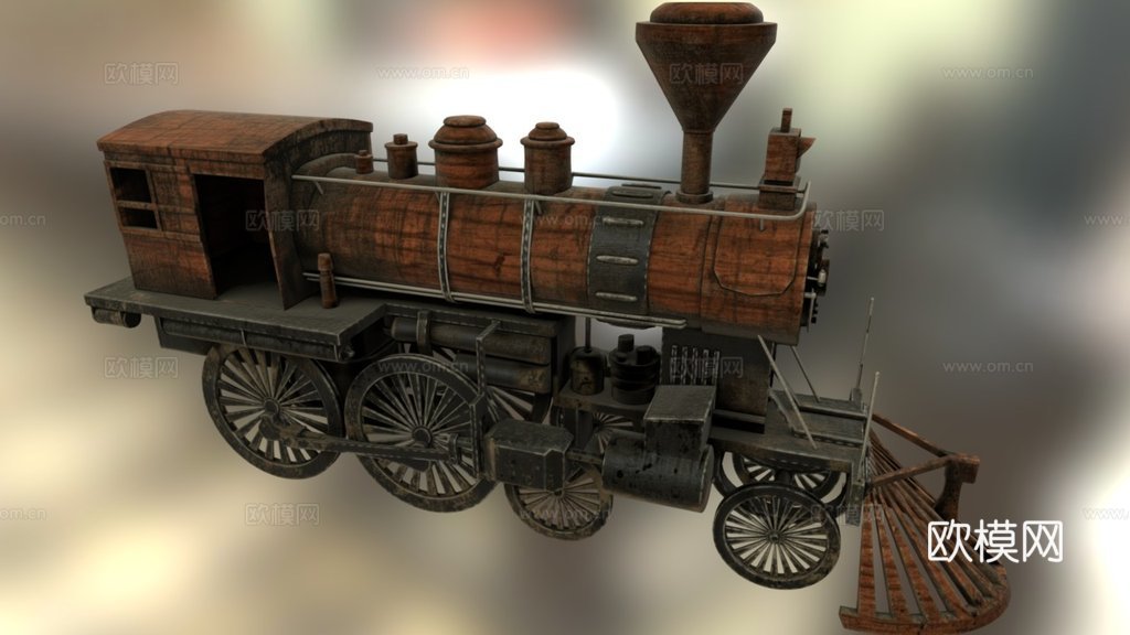 老式机械火车3d模型下载（渲染图1）