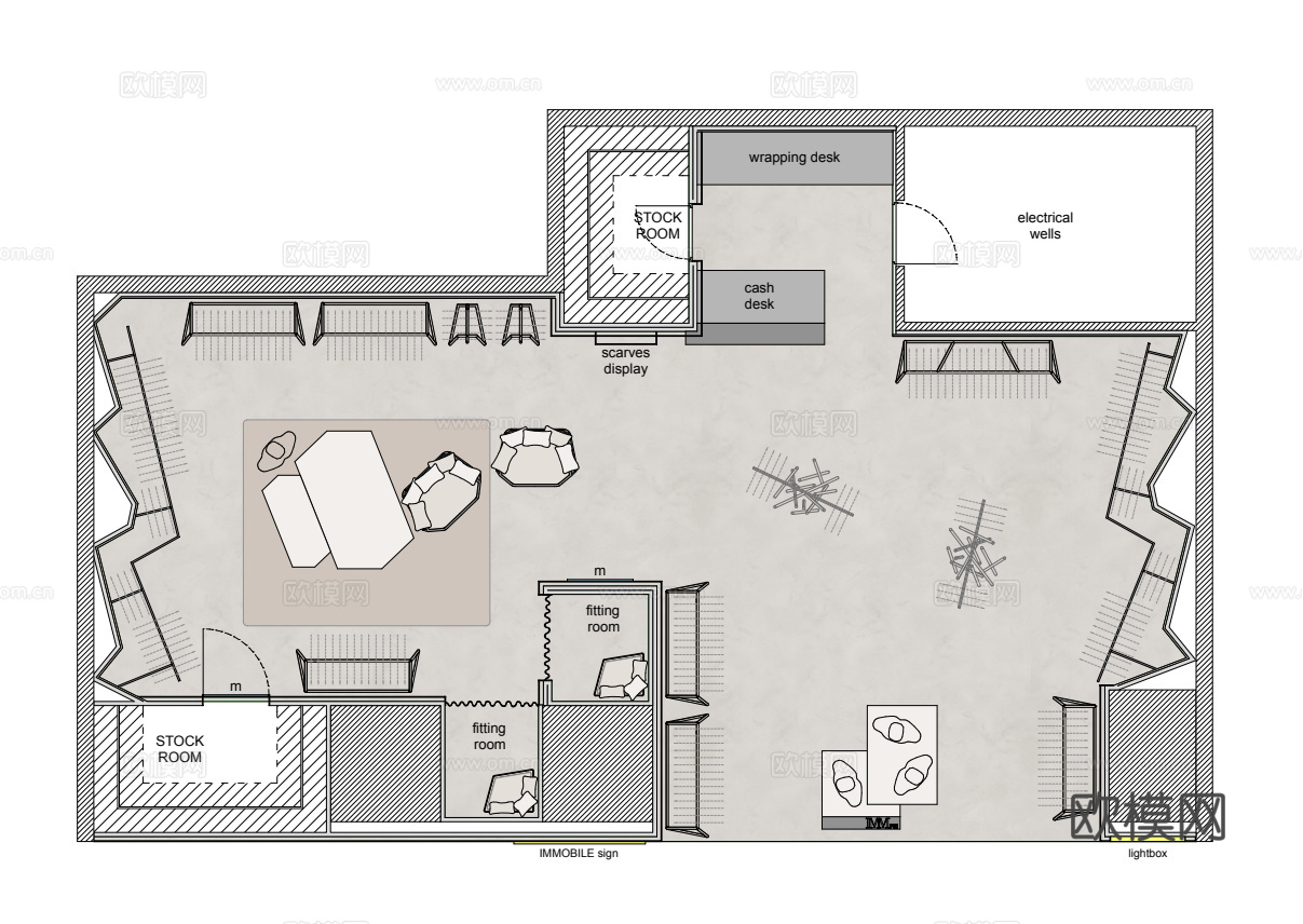 高档男装女装服装店 最新全套 效果图 施工图设计cad施工图