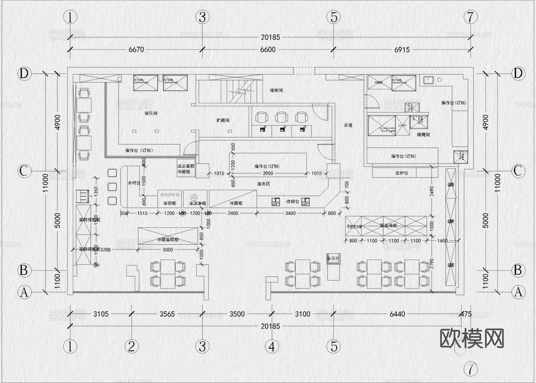 32套蛋糕店面包店烘焙店CAD图纸cad施工图