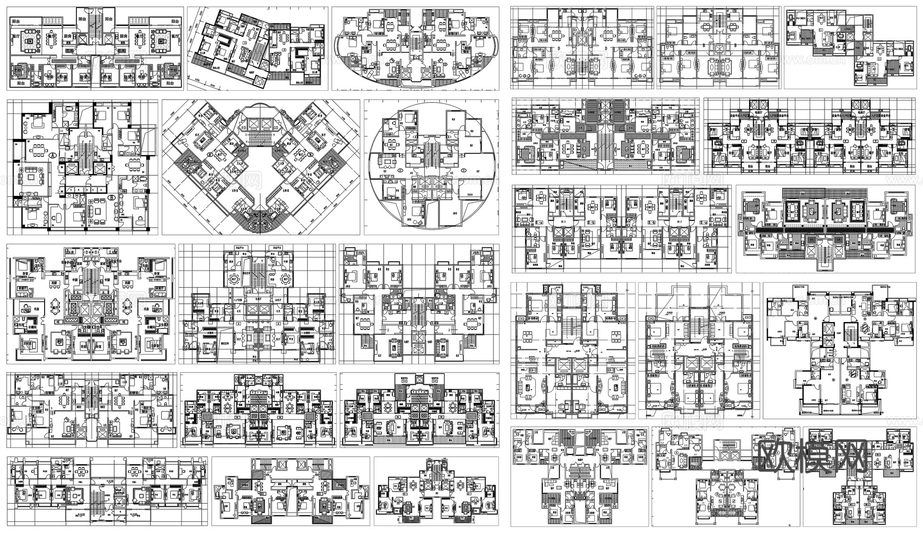 户型优化家装户型图室内设计平面布置家具布局图方案CAD素材图cad施工图