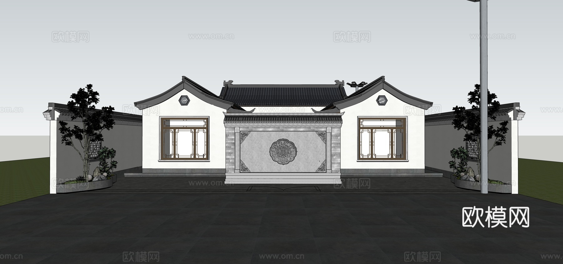 中式四合院su模型